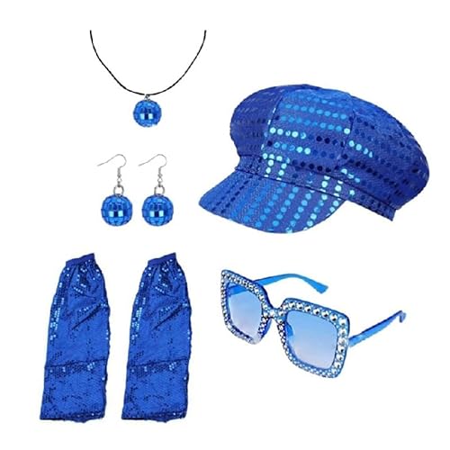 Mounteps 5 Stück 1970er Jahre Disco Accessoires Set für Damen Blau Abba Inspirierter Paillettenhut Beinstulpen Bling Sonnenbrille Ohrringe Halskette Ideal für Retro 70er Jahre Motto Party & Tanz Mounteps 5 Stück 1970er Jahre Disco Accessoires Set für Damen Blau Abba Inspirierter Paillettenhut Beinstulpen Bling Sonnenbrille Ohrringe Halskette Ideal für Retro 70er Jahre Motto Party & Tanz von Mounteps