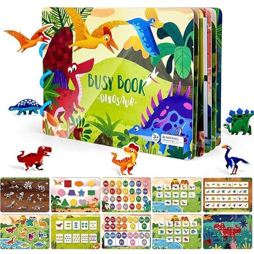 Mounteps Life Skills Busy Book - EIN lehrreiches und fesselndes Arbeitsbuch für Kinder von 2 bis 5 Jahren, in dem es um Farberkennung und Zählen geht. (Dinosaurier) von Mounteps