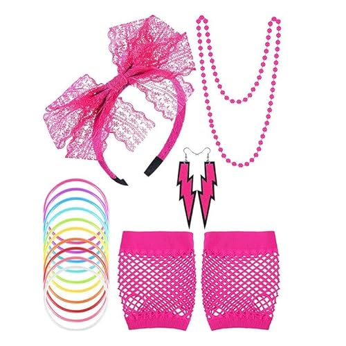 Mounteps Neon-Partyzubehör für Damen, 80er-Jahre, für Tanz, Junggesellinnenabschied, Kostümzubehör (Rosarot) von Mounteps