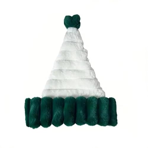 Mounteps Spleißen Streifen Form Doppellagige Plüsch Weihnachtsmütze Handwaschbar Plüsch Weihnachtsmütze Weihnachtsmann Party Weiche Dekoration von Mounteps