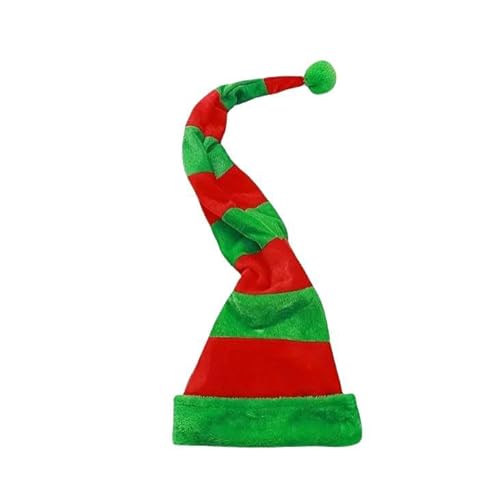 Mounteps Unisex Weihnachtselfenmützen mit langen Streifen, festliches Weihnachtsmann-Accessoire, perfekt für Feiertagsparty-Dekorationen, Stoff (Grün Rot) von Mounteps