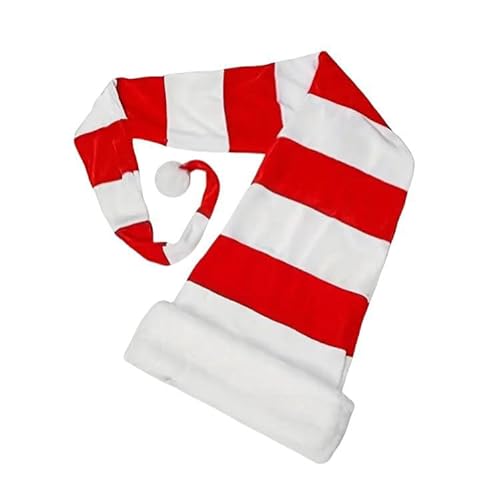 Mounteps Unisex Weihnachtselfenmützen mit langen Streifen, festliches Weihnachtsmann-Accessoire, perfekt für Feiertagsparty-Dekorationen, Stoff (Rot Weiß) von Mounteps