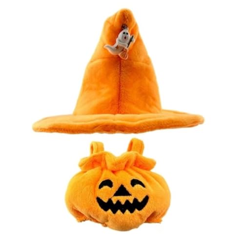Puppenkleidung, Halloween-Kostüm, Kürbis-Outfit mit Hexenhut für 17 cm große Puppen (orangefarbener Hut-Anzug) von Mounteps