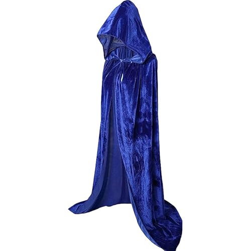 Samtiger Kapuzenmantel mit Kapuze,170cm Cape, langes Halloween-Vampir-Kostüm, Hexenkostüm (Violett) von Mounteps