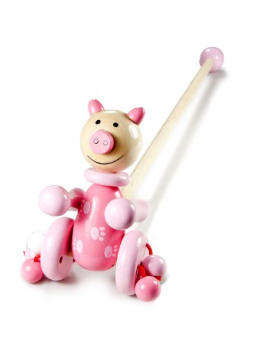 Rosa Schwein Nachziehspielzeug Nachziehen Holz Spielzeug zum Schieben für Kleinkind Mädchen Rosa Schwein Nachziehspielzeug Nachziehen Holz Spielzeug zum Schieben für Kleinkind Mädchen von Mousehouse Gifts