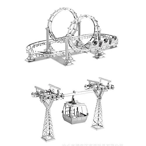 Moutu 3D-Metall-Puzzle, Achterbahn, Kabel-Modellbausatz, DIY, 3D-Laserschnitt, Puzzle, Spielzeug für Prüfung, 2 Stück von Moutu