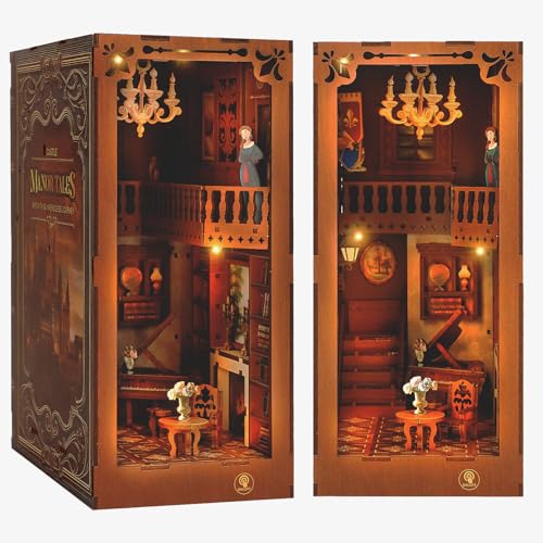 Book Nook Kit, DIY Miniatur Haus Buchecke, Manor Tales Buchstützen-Set für Bücherregal, Puppenhäuser für 14+ Erwachsene, 3D Holzpuzzle Buchstützen mit Sensor LED-Licht (Batterien nicht im Lieferumfang Book Nook Kit, DIY Miniatur Haus Buchecke, Manor Tales Buchstützen-Set für Bücherregal, Puppenhäuser für 14+ Erwachsene, 3D Holzpuzzle Buchstützen mit Sensor LED-Licht (Batterien nicht im Lieferumfang von Mov stone