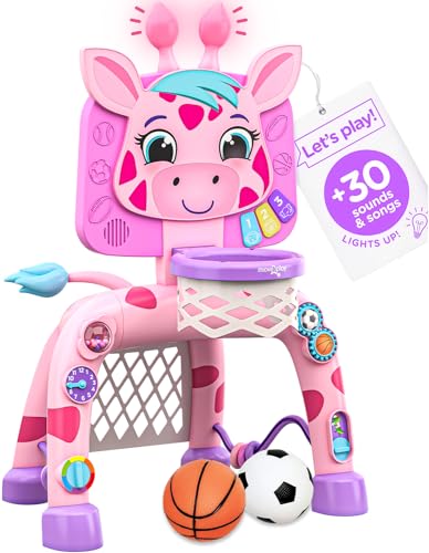 Move2Play, Giraffe Basketballkorb & Fußballtor Activity Center | 30+ Sounds & Songs + 5 Lichter | 1 2 3 Jahre alt Geburtstagsgeschenk für Jungen und Mädchen | Spielzeug für Baby & Kleinkinder (Rosa) Move2Play, Giraffe Basketballkorb & Fußballtor Activity Center | 30+ Sounds & Songs + 5 Lichter | 1 2 3 Jahre alt Geburtstagsgeschenk für Jungen und Mädchen | Spielzeug für Baby & Kleinkinder (Rosa) von Move2Play