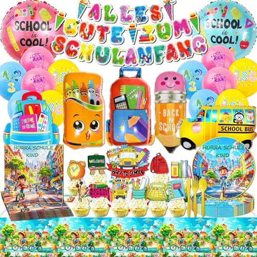 Mowtential 64 Stücke Einschulung Dekopartygeschirr set, Geschenk Einschulung Mädchen JungeDeko, Einschulung Mädchen Junge Deko, Schulanfang Deko Set, Kindergeburtstag, Einschulung Junge Mowtential 64 Stücke Einschulung Dekopartygeschirr set, Geschenk Einschulung Mädchen JungeDeko, Einschulung Mädchen Junge Deko, Schulanfang Deko Set, Kindergeburtstag, Einschulung Junge von Mowtential