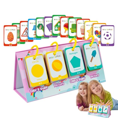 Flash -Karten für Kleinkindlernen, Lernfarben Flash -Karten - 96x Flash -Karten Formfarben passende Spielzeug - Klassenzimmer doppelseitiges kognitives Entwicklungsspiel für Kinder im von Moxeupon