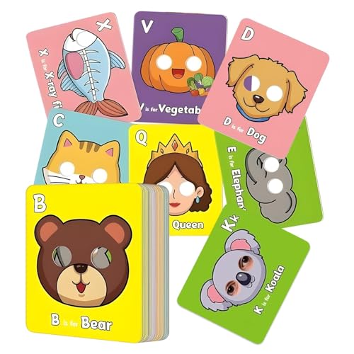 Moxeupon Buchstabenkarten - 26 Stück Lernkarten mit Buchstaben - Lernspielzeug mit tierischem Alphabet für Kinder 3-6 Jahre Vorschule Kindergarten von Moxeupon