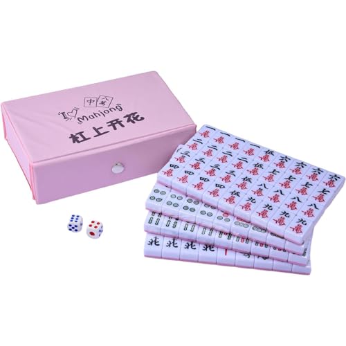 Moxeupon Mahjong Set, Tragbar Traditionelles Chinesisches Mah Jong Set, Reise Mahjong Set Tragbarer, Komplette Mahjong-Spielsets Mit Aufbewahrungsbox, Traditionelle Chinesische Brettspiele von Moxeupon