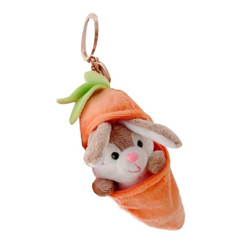 Moxeupon Osterhase gefülltes Tier, Hase Plüsch | Osterplüsch Kaninchenschlüsselkette | Weiches lustiges Multi funktionales Ornament mit Karottendesign für Freunde Kollegen von Moxeupon