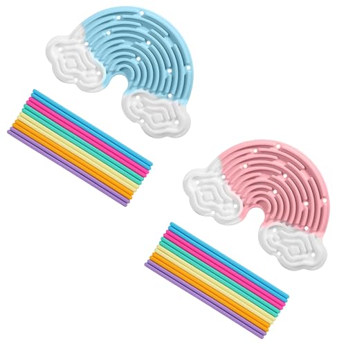 Sensorik Activity Board, 2 Stück Silikon Sensory Fidget Toys, Doppelseitiges Sensorisches Spielzeug zur Autismus ADHD für Kinder 3+ & Erwachsene Zum Stressabbau, Mit 24 Silikonschnüren (Wolkenform) von Moxiewell