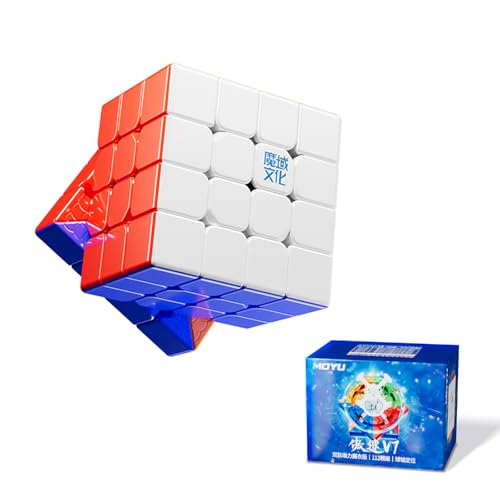 Moyu Aosu V7 4x4 Magnetic Speed Cube Without Sticker with UV Coating, 4 x 4 Professional Cube, 112 Magnets, Non-Stick Design, Magic Cube with Adjustable Elasticity (Dual-Track Version) von Moyu