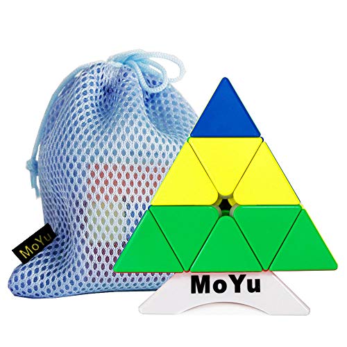 OJIN Moyu MoFang JiaoShi Meilong Pyraminx M 3x3x3 Pyraminx M Pyraminx Würfel Pyramide Puzzle Dreieck Vierachsiger Tetraederwürfel mit einem Würfelstativ und Einer Würfeltasche (Mehrfarbig) von Moyu