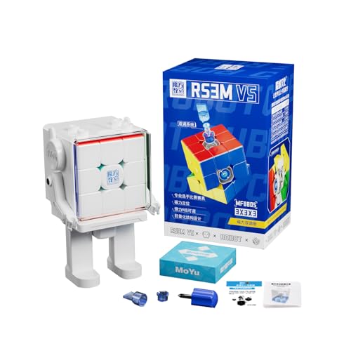 Moyu RS3M V5 Speed Magic Cube 3x3x3, Stickerless 3x3 Cube Smooth Easy to Turn, for Competition Training and Birthday Gifts (Robot Shape Display Box Dual-Adjustment Version) von Moyu