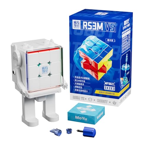Moyu RS3M V5 2023 Ball Core UV Coated 3x3 Speed Cube with Robot Shape Display Box, 3x3 Puzzle Cube Stickerless RS3M V5 MagLev Master Cube (MagLev+Ball-Core Magic Clothes) Gift for Speed Cuber von Moyu
