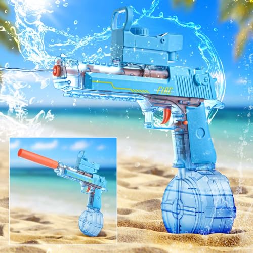 Elektrische Wasserpistole, Super Langstrecke EIN-klick-automatische Wasserpistole, große Kapazität Super Lange Standby, geeignet für Kinder Erwachsene Sommer Pool Party Strand im Freien(Blau) von MozkeTo19