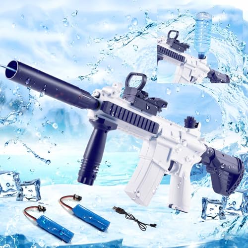 Elektrische Wasserpistole, Super Langstrecke EIN-klick-automatische Wasserpistole, große Kapazität Super Lange Standby, geeignet für Kinder Erwachsene Sommer Pool Party Strand im Freien(Blau M416) von MozkeTo19