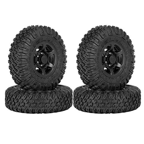 Mozzdsa 4 STÜCKE 85 Mm 1,55 Beadlock Felgen Reifen Set für 1/10 RC Crawler Auto Axial Jr D90 CC01, Schwarz von Mozzdsa