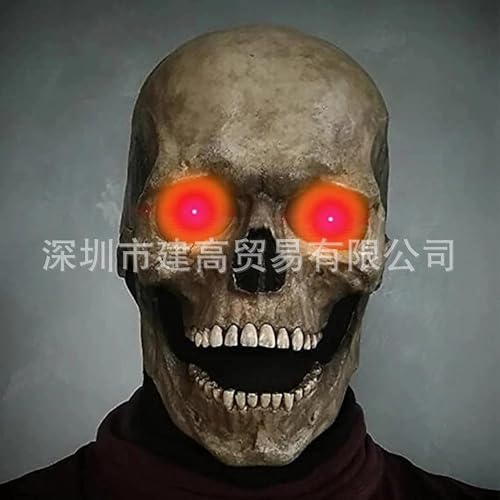 Halloween Schädel Maske, Horror Masken Totenkopf Maske, Realistische Totenkopfmaske, Skull Mask LED Glow -in-the-Dark Augen Skelettmaske für Cosplay Halloween Party von MplehDa