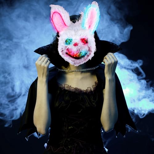 Horror Hasen Maske Halloween Maske, LED Blutige Kaninchen Horror Hasenmaske, Plüsch Bloody Bunny Masken für Halloween Kostüm Karnevalsparty Horror Hasen Maske Halloween Maske, LED Blutige Kaninchen Horror Hasenmaske, Plüsch Bloody Bunny Masken für Halloween Kostüm Karnevalsparty von MplehDa