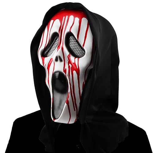 MplehDa Halloween Ghostface Maske Geist Scream Maske Horrorfilm Maske Schrei Maske Party Maske Latex Adult Ghost Face Mask Scary Halloween Cosplay Requisite für Party, Fasching, Hallowee von MplehDa