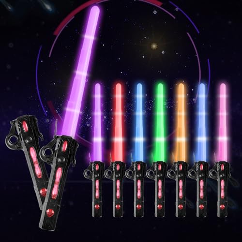 MplehDa Lichtschwert Kinder, 7 Farben Lichtschwert Star Wars, Retractable Lichtschwert Spielzeug Kinder und Erwachsene Weihnachts Cosplay Spielzeug für Kinder von MplehDa