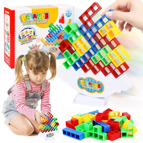 Tetra Tower Spiel, Tetris Balance Spiel, Balance Spielzeug, 32-Blocks Balance-Blöcke, Puzzle zum Zusammenbauen von Tetris, Stapelblöcke Balancing Spiel für Jungen und Mädchen ab Jahre 5+ (32pcs) von MplehDa