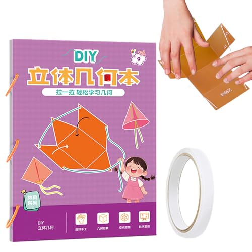 Mppchhn 3D-Geometrie-Buch - Ziehband 3D-Geometrie-Lernbuch,Flechtspiel Mit Schnur Für Jugendliche Mädchen Anfänger Homeschool Kindergarten Reise von Mppchhn