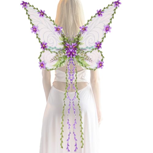 Mppchhn Feenflügel | Schmetterlingsflügel Mit 3D-Blumen Und Blättern - Verwandlungs-Outfit Kostüm Zubehör Für Damen Kinder Cosplay Fest Halloween Fotografie von Mppchhn