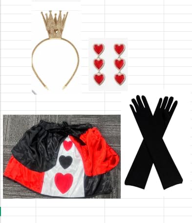 Halloween-Kostüm in Herzform für Damen und Mädchen, rotes Herzmuster, elastische Taille, halber Rock, Zubehör-Set, mit Diadem, Ohrringen, Rock, Handschuhen, trendig für Cosplay, Events Halloween-Kostüm in Herzform für Damen und Mädchen, rotes Herzmuster, elastische Taille, halber Rock, Zubehör-Set, mit Diadem, Ohrringen, Rock, Handschuhen, trendig für Cosplay, Events von Mprocen