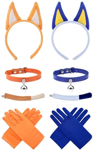 Hundeohren-Haarband, Tierhaarband, gelb-blau, Stirnband, Halskette, Schwanz, Handschuh, Welpen, Cosplay, Kostüm, Zubehör, Weltbuchtag, Halloween, Geburtstagsgeschenk für Kinder, 10 Stück Hundeohren-Haarband, Tierhaarband, gelb-blau, Stirnband, Halskette, Schwanz, Handschuh, Welpen, Cosplay, Kostüm, Zubehör, Weltbuchtag, Halloween, Geburtstagsgeschenk für Kinder, 10 Stück von Mprocen