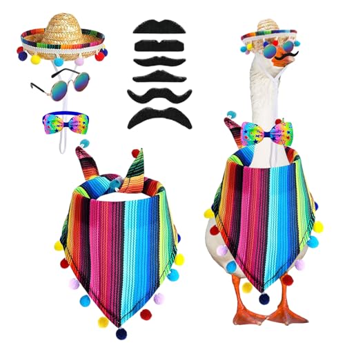 Mexikanische Veranda-Gänse-Outfits, Gans-Statue, Kleidung, Kostüm für Cinco de Mayo, Gartendekoration für Garten, Terrasse, Hof von Mprocen
