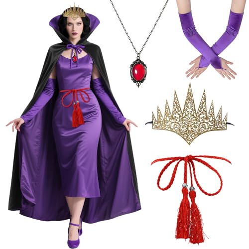 Mprocen Böse Königin Kostüm Accessoires Set für Frauen - Gothic Krone, Umhang, Halskette, Gürtel & Handschuhe, Halloween Cosplay Mprocen Böse Königin Kostüm Accessoires Set für Frauen - Gothic Krone, Umhang, Halskette, Gürtel & Handschuhe, Halloween Cosplay von Mprocen
