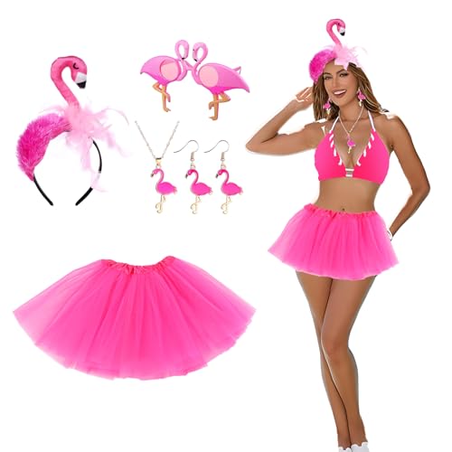 Mprocen Flamingo Kostüm, Flamingos Stirnband Brille Rosa Tutu Rock Damen Hawaii Kostüm Zubehör, Tropisches Haarband Kostüm für Hawaii Party Fasching Sommer Party Mprocen Flamingo Kostüm, Flamingos Stirnband Brille Rosa Tutu Rock Damen Hawaii Kostüm Zubehör, Tropisches Haarband Kostüm für Hawaii Party Fasching Sommer Party von Mprocen