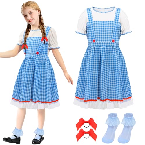 Mprocen Gingham-Kleid, Mädchen-Kostüm, Welttag des Buches, blaues Gingham-Kleid für Welttag des Buches, Kostüm, Geburtstagsparty (7–9 Jahre) von Mprocen