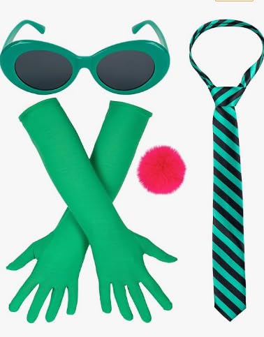 Mprocen Halloween-Kostüm-Zubehör-Set, Cosplay-Set mit Folienballon-Gitarre, Brille, Krawatte, Brosche, Handschuhen, Kette, festliche Party-Requisiten für Halloween, Thementreffen, Spaß für Erwachsene Mprocen Halloween-Kostüm-Zubehör-Set, Cosplay-Set mit Folienballon-Gitarre, Brille, Krawatte, Brosche, Handschuhen, Kette, festliche Party-Requisiten für Halloween, Thementreffen, Spaß für Erwachsene von Mprocen