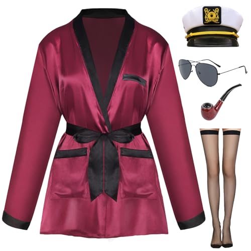 Mprocen Roter Satin-Kimono-Bademantel für Erwachsene, für Halloween, Cosplay, Kostümzubehör, Set, Seidenjacke, Robe, Outfits, Rot/Ausflug, einfarbig (Getaway Solids), X-Large von Mprocen