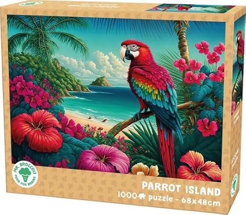 Mr. Broccoli 1000 Teile Puzzle - Insel der Papageien - Erwachsenen Puzzle - 68 x 48 cm - Tropische Insel - Puzzle mit Tier-Motiv Mr. Broccoli 1000 Teile Puzzle - Insel der Papageien - Erwachsenen Puzzle - 68 x 48 cm - Tropische Insel - Puzzle mit Tier-Motiv von Mr. Broccoli