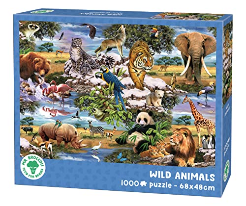 Mr. Broccoli Puzzle 1000 Teile Wildtiere - Collage aus Tiere - 68 x 48 cm - Wildlife Dschungel - Puzzle mit Tier-Motiv von Mr. Broccoli