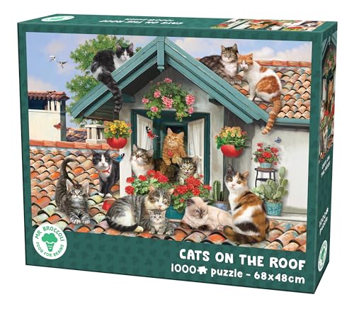 Mr. Broccoli Puzzle Katzen auf dem Dach 1000 Teile - Illustration mit Katzen von Mr. Broccoli