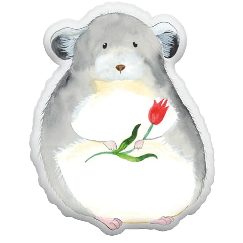 Mr. & Mrs. Panda Kissen Kuscheltier Chinchilla Blume 55 cm - Geschenk, lustige Sprüche, traurig Sein, Chaos, Tiere, Tiermotive, Gute Laune, von Mr. & Mrs. Panda