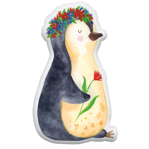 Mr. & Mrs. Panda Kissen Kuscheltier Pinguin Blumen 25 cm - Geschenk, Schmusetier Kissen, Lebenslust, Leben, Pinguine, Kuscheltier Mit Kissenfunktion, von Mr. & Mrs. Panda