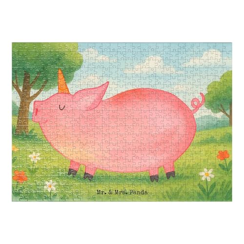 Mr. & Mrs. Panda Puzzle Einhorn Schwein Design 551 Teile - Geschenk, Einhorn Deko, Unicorn, Einhörner, English, witzig. lustig von Mr. & Mrs. Panda