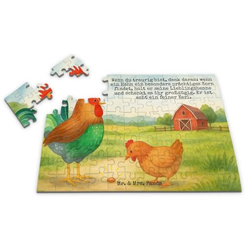 Mr. & Mrs. Panda Puzzle Hahn Korn Design 96 Teile - Geschenk, Bauernhof, Landwirtin, Natur, Henne, Eier, Landwirt, Hoftiere von Mr. & Mrs. Panda