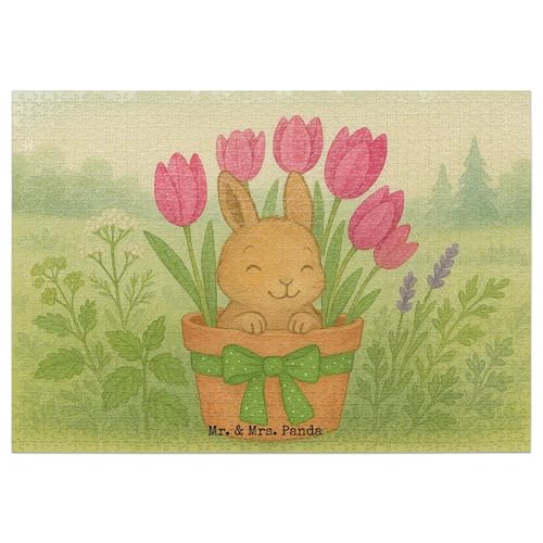 Mr. & Mrs. Panda Puzzle Hase Tulpen Design 1500 Teile - Ostergeschenke, Osterdeko, Geschenk, Osternest, Osterdeko, Alternative zu Blumen, von Mr. & Mrs. Panda