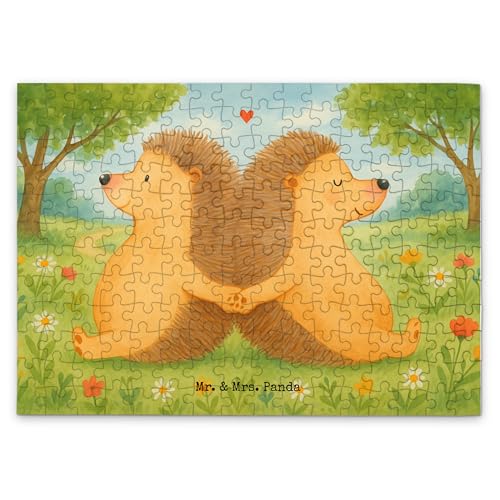 Mr. & Mrs. Panda Puzzle Igel händchenhaltend Design 192 Teile - Geschenk, Ehemann, glücklich, Verlobung, große Liebe, Geschenk für Zwei, von Mr. & Mrs. Panda