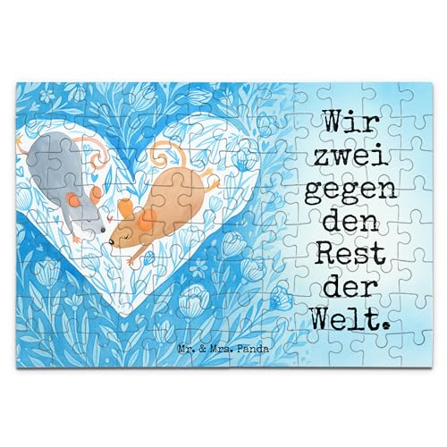 Mr. & Mrs. Panda Puzzle Mäuse Herz Design 96 Teile - Geschenk, Liebespaar, glücklich, Liebesbotschaft, Liebesgeschenk, Ehefrau, Geschenk für Zwei, von Mr. & Mrs. Panda